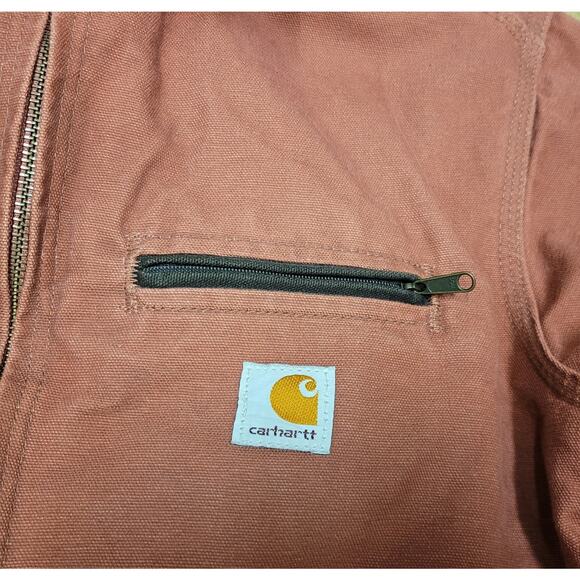 Vtg Carhartt Sherpa Lined Salmon Rose Pink Detroit Jacket Sz M Women W J097 VR8 - Picture 5 of 11